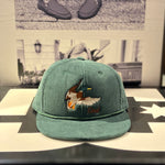 Coal Wilderness Low Corduroy Animal Snapback Cap - Dark Green Duck