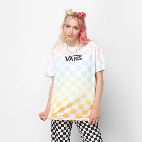 Vans Womens Wavy Check Popsicle Tie Dye Oversized Crew Tee