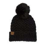 Coal The Maizy Knit Faux Fur Pom Womens Beanie - Black