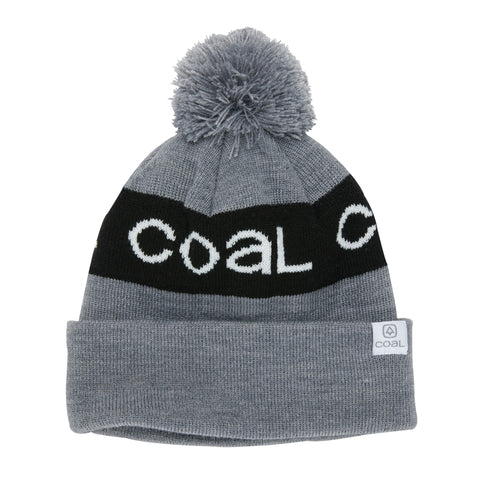 Coal The Team Athletic Stripe Pom Beanie - Grey/Black