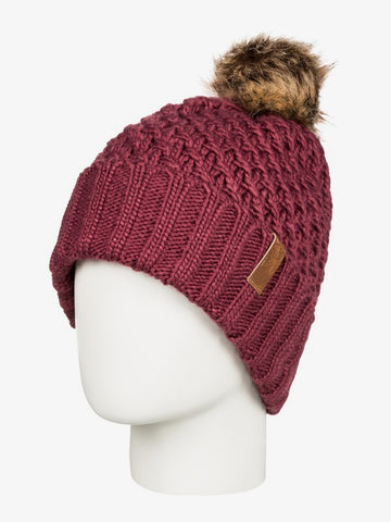 Roxy Womens Blizzard Pom-Pom Beanie - Oxblood Red