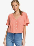 Roxy W Hanging Moon Buttoned V-Neck Top