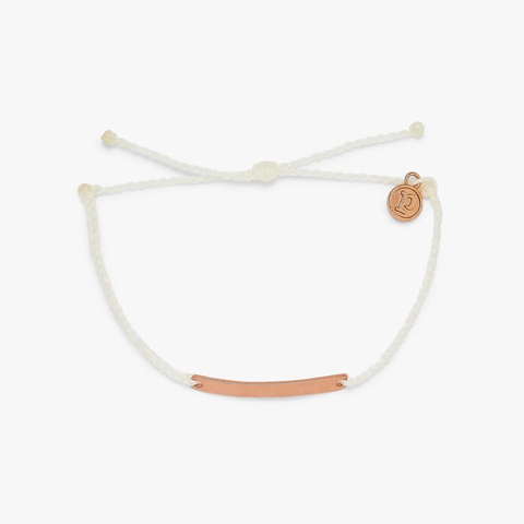 Pura Vida Rose Gold Hammered Bar Charm Bracelet ~ White