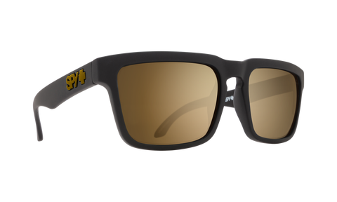 Spy Helm Asian Fit Sunglasses - Soft Matte Black- Happy Bronze with Gold Spectra Mirror