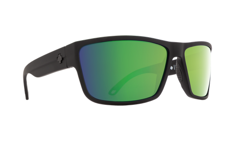 Spy Rocky Sunglasses - Soft Matte Black - Happy Bronze Polar with Green Spectra Mirror