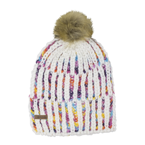 Coal The Ava Hand Knit Rainbow Beanie - Off White