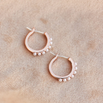 Pura Vida Mini Pearl Pave Huggies Earrings ~ Rose Gold