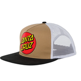 Santa Cruz SClassic Dot Mesh Trucker High Profile Hat - Sandstone/White/Black