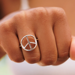 Pura Vida Peace Sign Ring ~ Silver