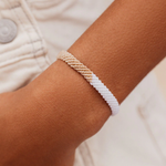 Pura Vida Half Flat Woven Bracelet ~ 2-Tone Neutral