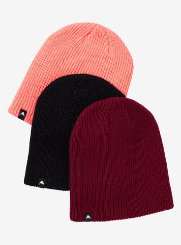 Burton Kids' Burton DND Beanie 3-Pack - True Black / Mulled Berry / Georgia Peach