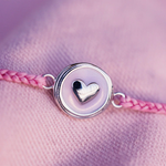 Pura Vida Silver Ombre Heart Charm Bracelet ~ Light Pink