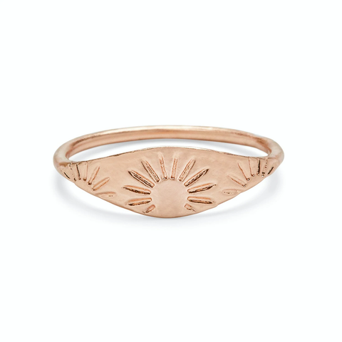 Pura Vida Engraved Sun Ring ~ Rose Gold