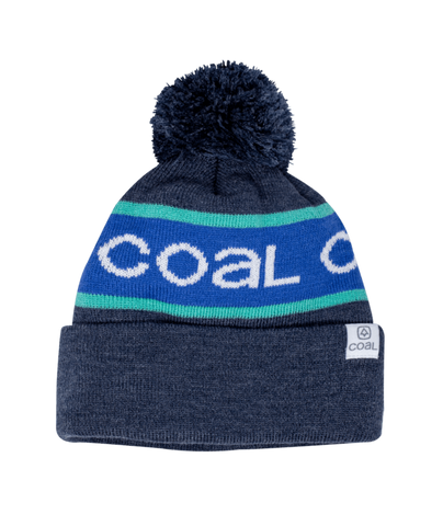 Coal The Team Athletic Stripe Pom Beanie - Heather Navy