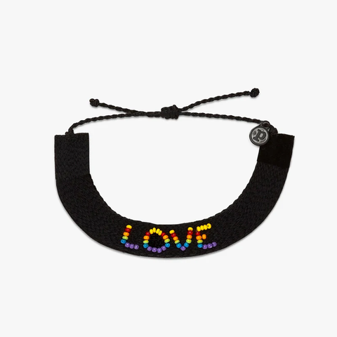 Pura Vida Woven Seed Bead Love Bracelet ~ Black