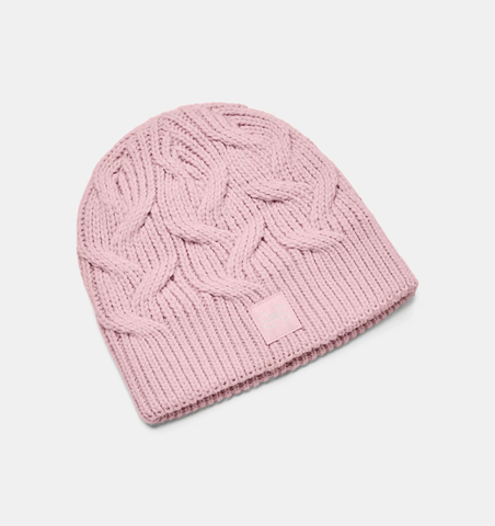 Under Armour Women's UA Halftime Cable Knit Beanie - Prime Pink / White