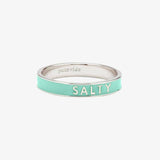 Pura Vida Silver Enamel Word Ring ~ Salty