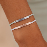 Pura Vida Rose Gold Hammered Bar Charm Bracelet ~ White