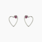 Pura Vida Sweetheart Stone Earrings ~ Silver