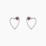 Pura Vida Sweetheart Stone Earrings ~ Silver