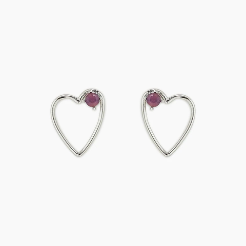 Pura Vida Sweetheart Stone Earrings ~ Silver