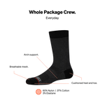 Saxx Mens Whole Package Crew Socks - Black Heather