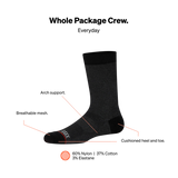 Saxx Mens Whole Package Crew Socks - Black Heather