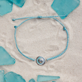 Pura Vida Silver Ombre Shell Charm Bracelet ~ Crystal Blue