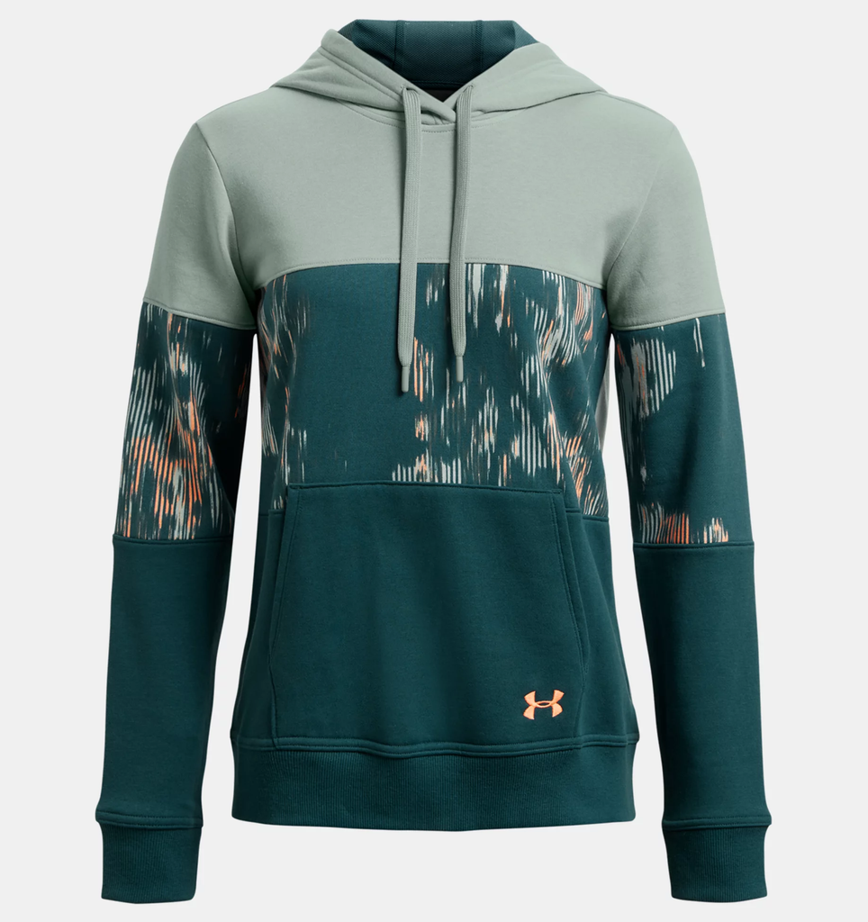 Under Armour RIVAL HOODIE - Hoodie - tourmaline teal/white/teal 