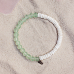 Pura Vida Puka Shell & Frosted Bead Stretch Bracelet ~ Mint