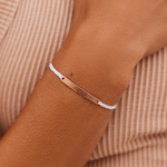 Pura Vida Rose Gold Hammered Bar Charm Bracelet ~ White
