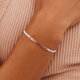 Pura Vida Rose Gold Hammered Bar Charm Bracelet ~ White