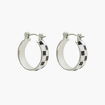 Pura Vida Checkerboard Huggie Earrings ~ Silver