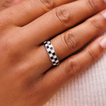 Pura Vida Checkerboard Ring ~ Silver