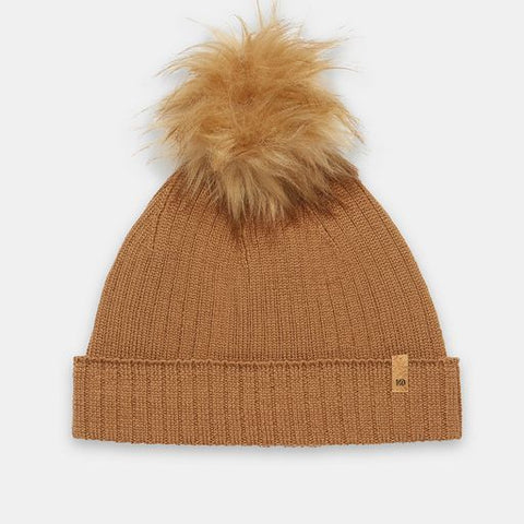 tentree Wool Faux Fur Pom Beanie - Foxtrot Brown