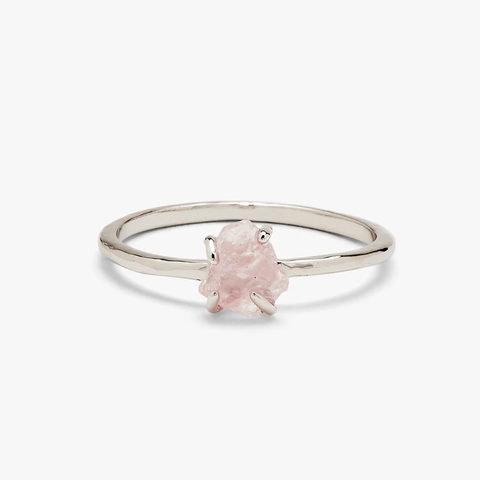 Pura Vida Silver Raw Gemstone Ring ~ Rose Quartz