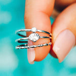 Pura Vida Silver Ring Stack ~ Opal Shell
