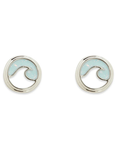 Pura Vida Opal Enamel Wave Stud Earrings ~ Silver