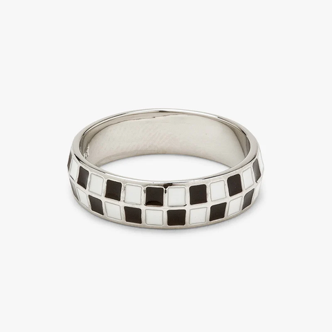 Pura Vida Checkerboard Ring ~ Silver