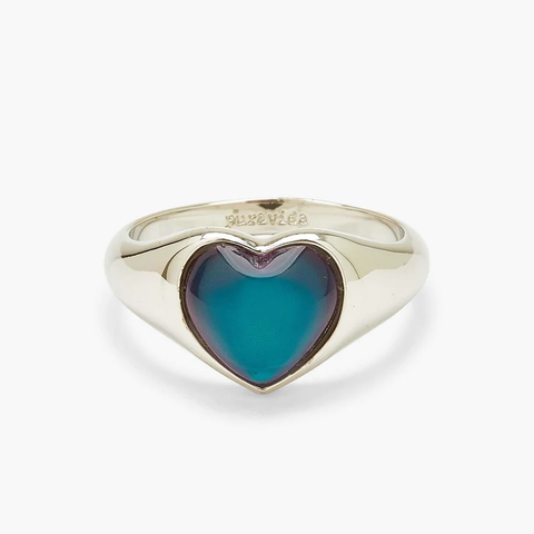 Pura Vida Heart Mood Ring ~ Silver