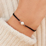 Pura Vida Simple Pearl Bead Silver Charm Bracelet ~ Black