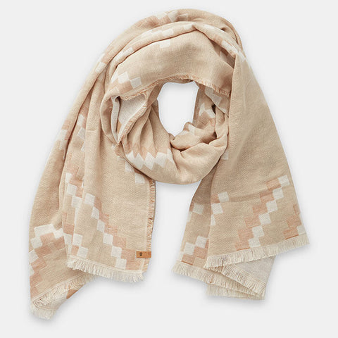 Tentree Women's Organic Cotton Sumatra Blanket Scarf - Cloud White/Oatmeal