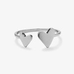 Pura Vida Two Hearts Open Ring ~ Silver