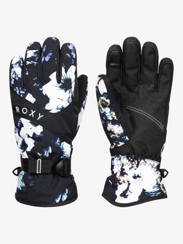 Roxy Womens Jetty Snowboard/Ski Gloves - True Black Black Flowers