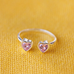 Pura Vida Twin Hearts Gemstone Ring ~ Silver