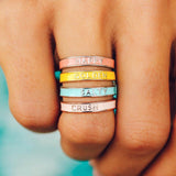 Pura Vida Crush Enamel Word Ring ~ Rose Gold