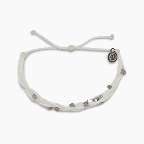 Pura Vida Silver Heart Malibu Bracelet ~ White