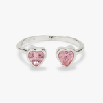 Pura Vida Twin Hearts Gemstone Ring ~ Silver