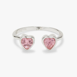 Pura Vida Twin Hearts Gemstone Ring ~ Silver