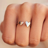 Pura Vida Two Hearts Open Ring ~ Silver